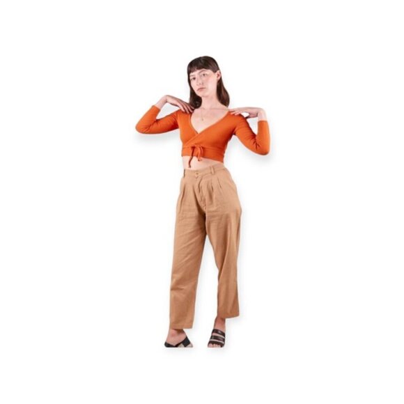 Big Bud Press Burnt Orange Wrap Top XXS Women's 70s Portofino Orange - Picture 4 of 10